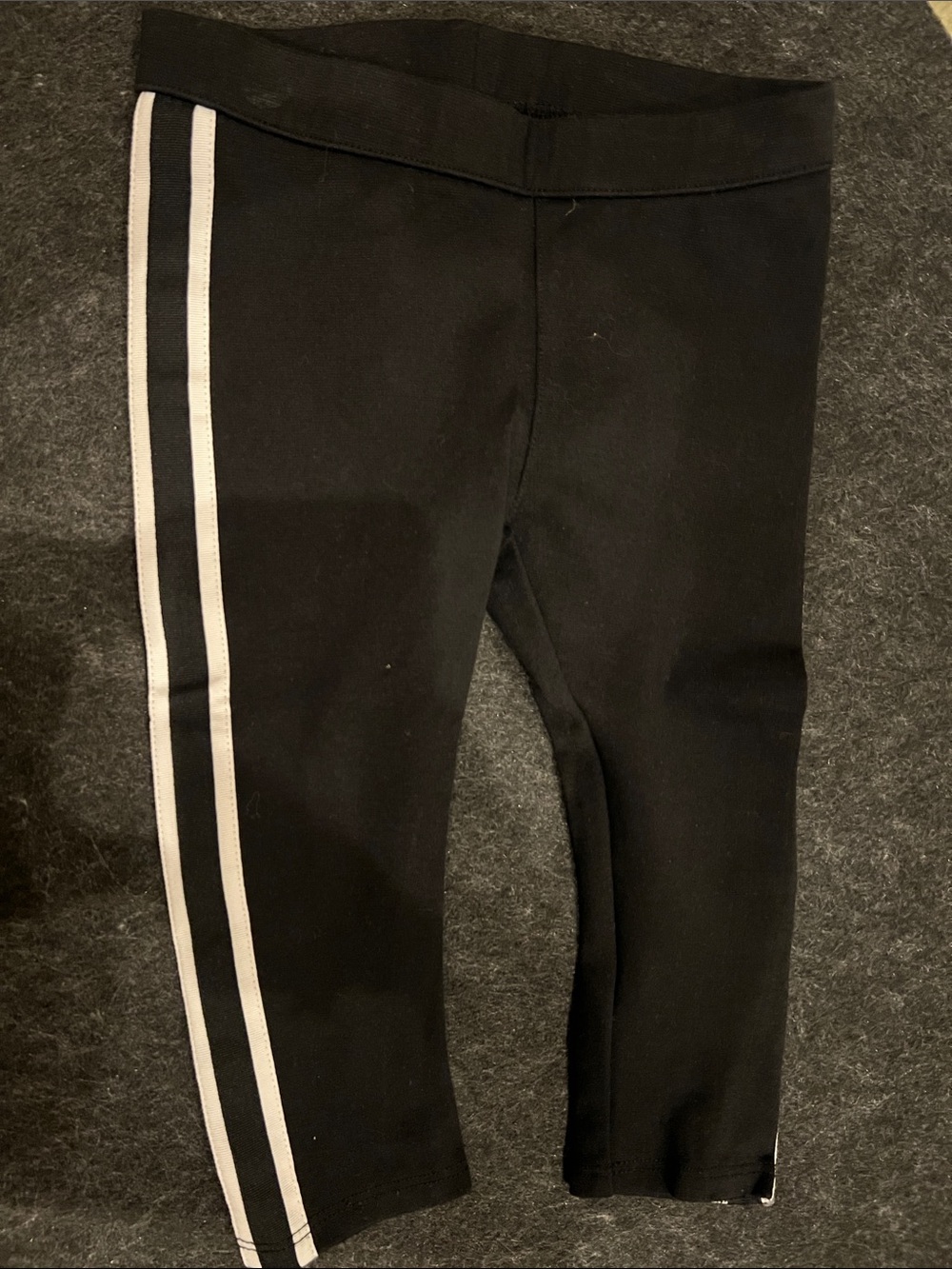 Janie and Jack Black Leggings with White Side Stripes